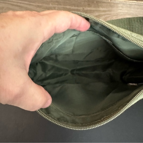 Disney Mickey Mouse Zipper Nylon Purse Shoulder Bag Olive Green Classic Mickey - Picture 2 of 8